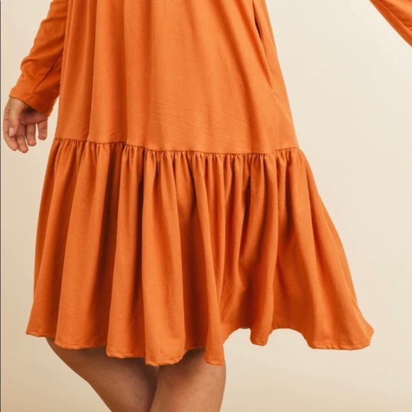 🆕 The Autumn Pumpkin Spice Long Sleeve Tiered Skirt Dress - Picture 6 of 6